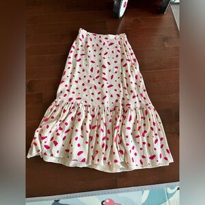Pinkish red dotted maxi skirt (Aritzia)
